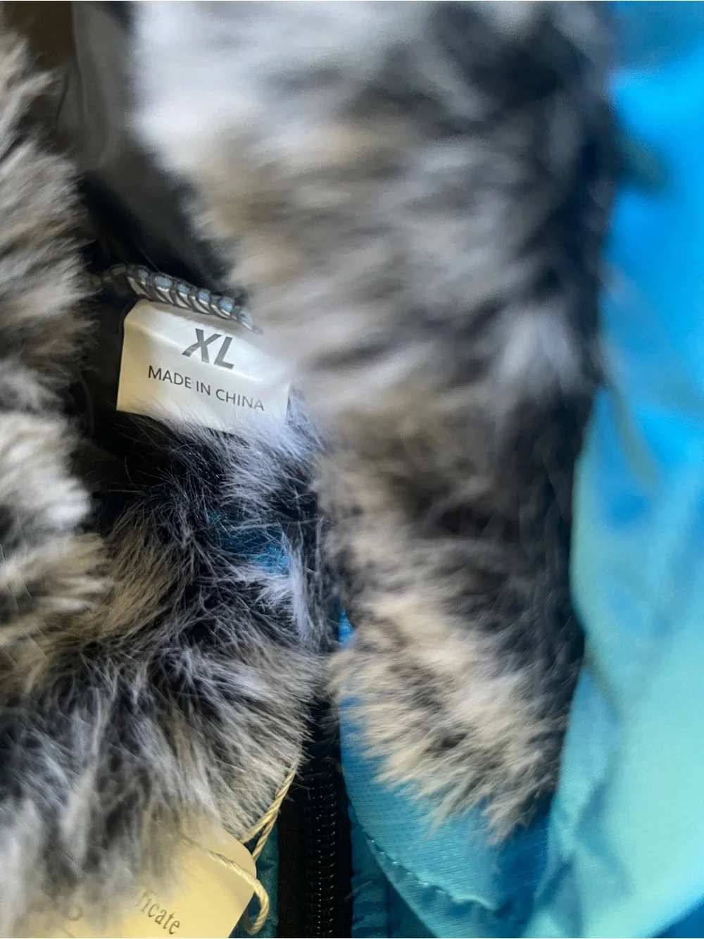 Cozy Blue & Gray Quilted Dog Coat with Faux Fur Hood - Unbranded